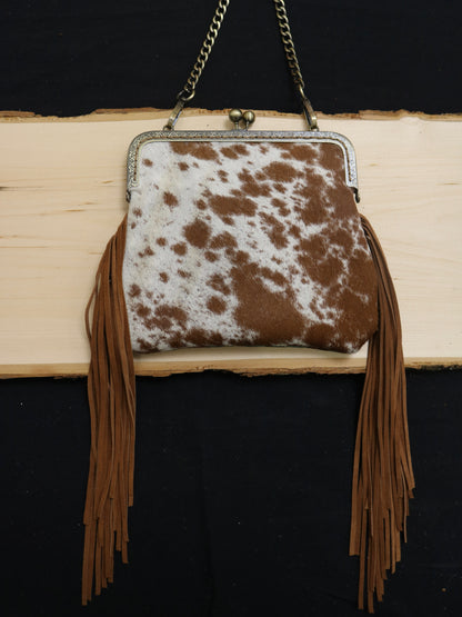 Spotted Cowhide & Turquoise Diamond Embossed Purse