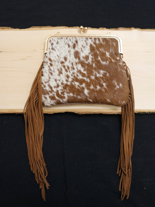 Champagne & Spotted Cowhide Purse