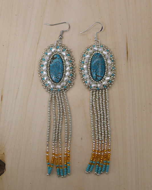 Genuine Turquoise & Fringe Earrings