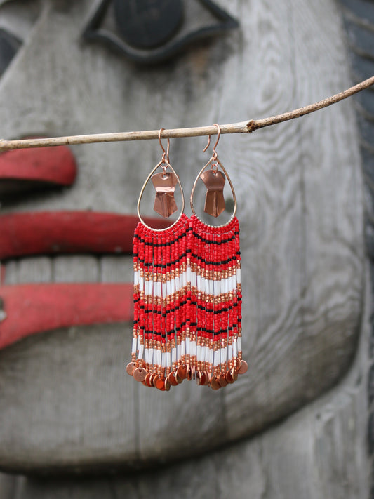Tináa & Fire Wave Fringe Earrings