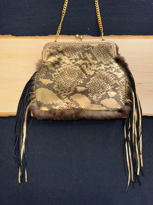 Gold Python Embossed Purse