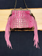 Hot Pink Croc Embossed Purse