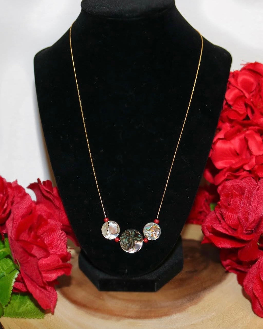 Abalone & White Heart Trade bead Necklace