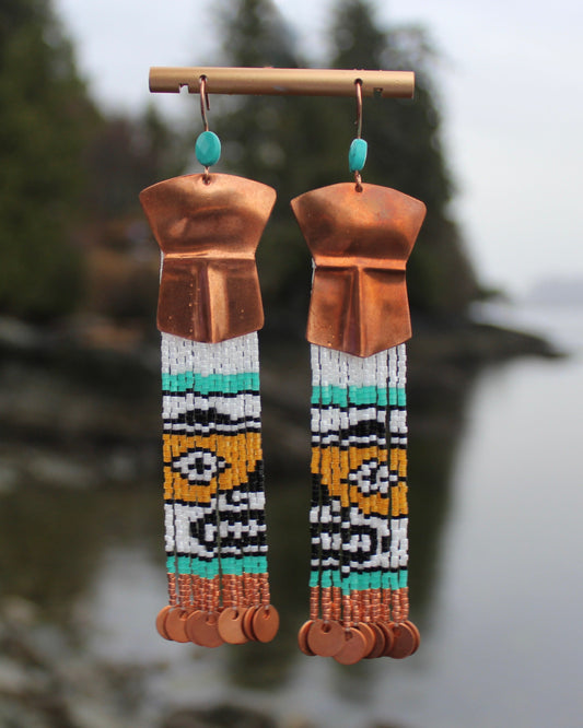 Tináa & Naaxiin Faces Fringe Earrings