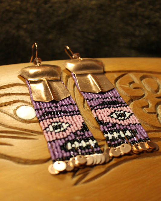 Tináa & Naaxiin Faces Fringe Earrings