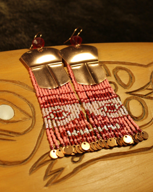 Tináa & Naaxiin Faces Fringe Earrings